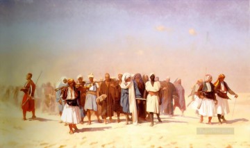 Reclutas egipcios cruzando el desierto Orientalismo árabe griego Jean Leon Gerome Pinturas al óleo